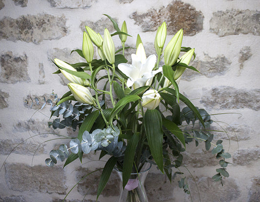 bouquet de Lys blanc parfumé Eucalyptus