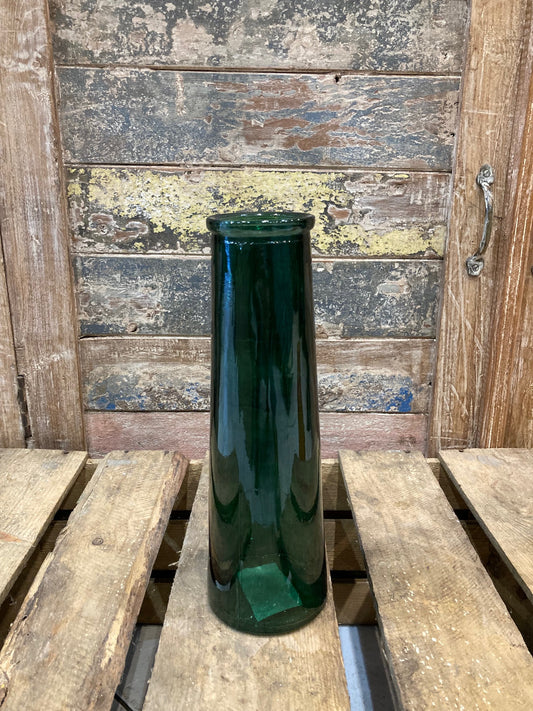 Vase tube en verre couleur verte