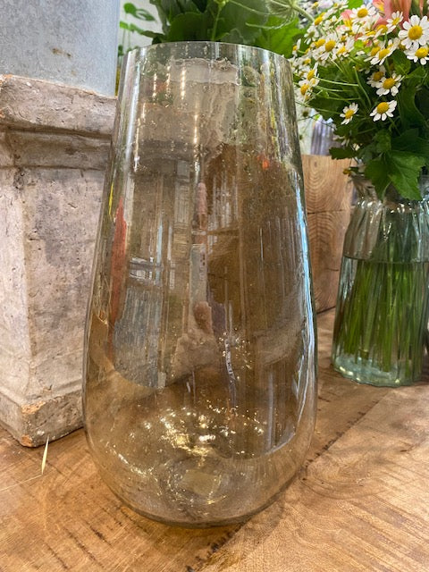 Vase "déco" en verre de couleur chrome