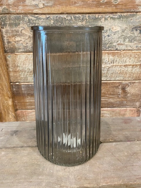 Vase en verre épais couleur gris taupe